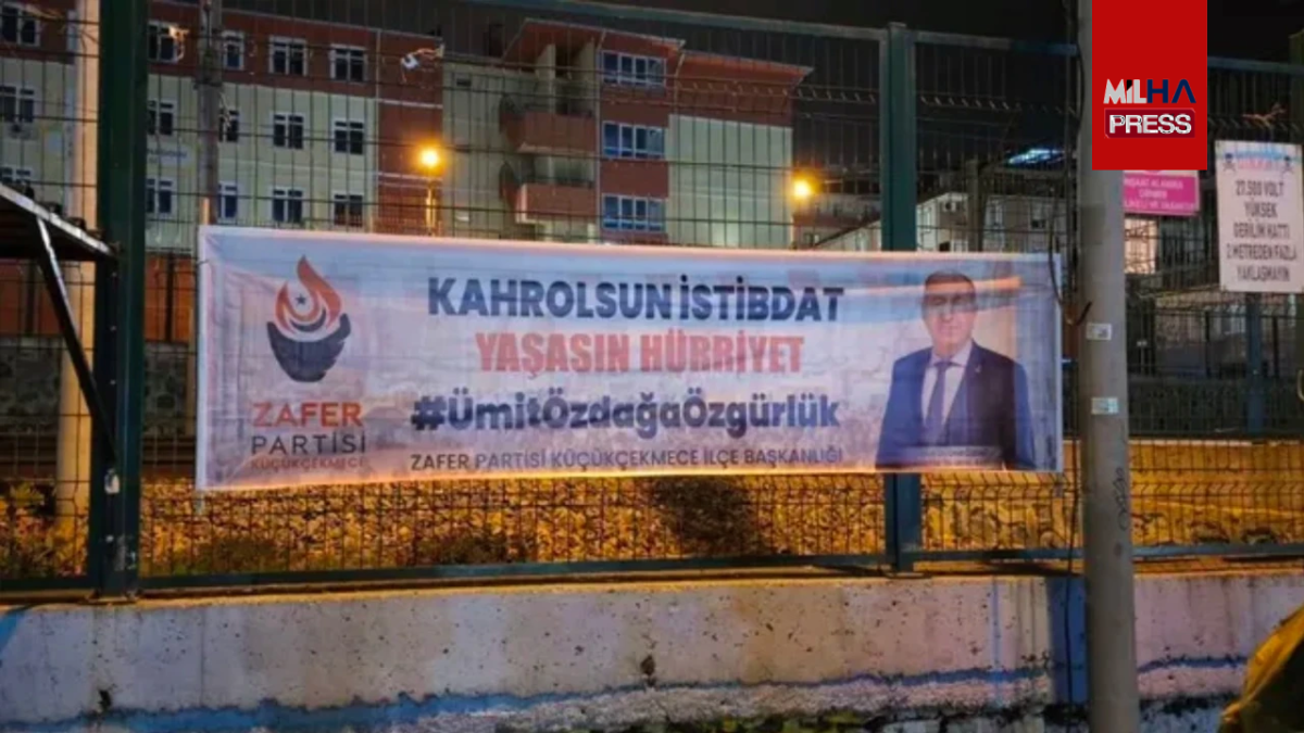 Zafer Partisi Küçükçekmece İlçe Başkanı Mustafa Güngör, pankart nedeniyle gözaltına alındı